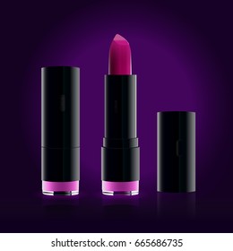 Makeup cosmetic pink lipstick vector illustration.