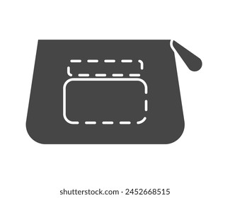 Makeup and Cosmetics. Beauty linear Vector graphic black icons cosmetic bag. Skin and body care