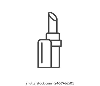 Makeup and cosmetics. Beauty linear vector graphic icons in the form of lipstick with lip care cap.