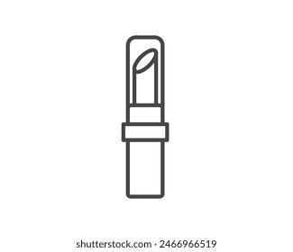 Makeup and cosmetics. Beauty linear vector graphic icons in the form of lipstick with lip care cap.