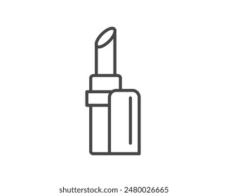 Makeup and cosmetics. Beauty linear vector graphic icons in the form of lipstick with lip care cap.