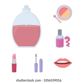 Makeup and cosmetics cartoon icons in set collection for design. Makeup and equipment vector symbol stock web illustration.