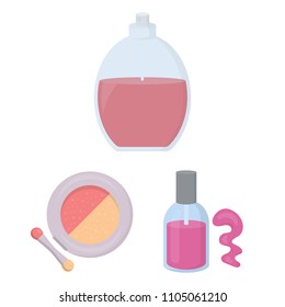 Makeup and cosmetics cartoon icons in set collection for design. Makeup and equipment vector symbol stock web illustration.