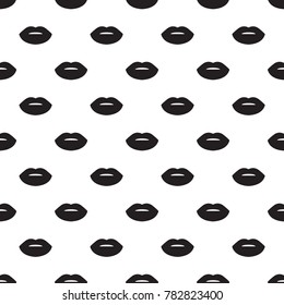 Makeup, cosmetics and fashion concept. Seamless pattern with black and white beauty lips. Vector fashion illustration. Design for web