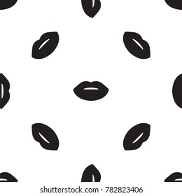 Makeup, cosmetics and fashion concept. Seamless pattern with black and white beauty lips. Vector fashion illustration. Design for web
