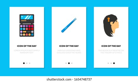 Make-up cosmetics flat icon set. Salon, eye shadow, pallet isolated vector sign pack. Beauty and fashion concept. Vector illustration symbol elements for web design and apps