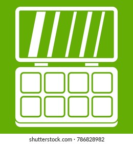 Makeup cosmetics icon white isolated on green background. Vector illustration