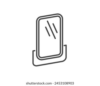 Makeup and cosmetics. Linear vector graphic beauty icons in the form of a face mirror.