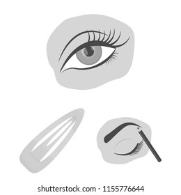 Makeup and cosmetics monochrome icons in set collection for design. Makeup and equipment vector symbol stock web illustration.