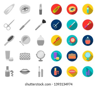 Makeup and cosmetics mono,flat icons in set collection for design. Makeup and equipment vector symbol stock web illustration.