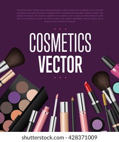 Makeup cosmetics tools background and beauty cosmetics