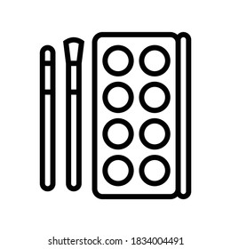 confeccionar cosméticos y herramientas de línea vector de icono. firma de cosméticos y herramientas de maquillaje. símbolo de contorno aislado ilustración negra