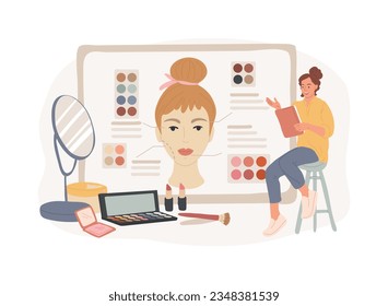 Makeup courses isolated concept vector illustration. Makeup artist training, beauty treatment courses, school certificate, cosmetics masterclass, professional online workshop vector concept. svg