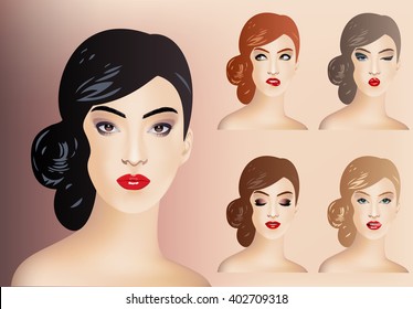 Makeup creator. Set for fashion modeling female faces.