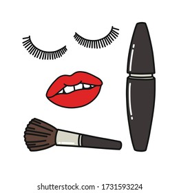 makeup doodle icon, vector illustration