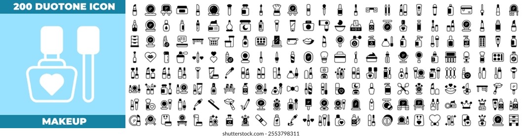 Makeup Duotone Editable Icons set.