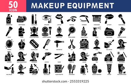 Makeup Equipment Icon Set Collection. Simple Glyph Vector