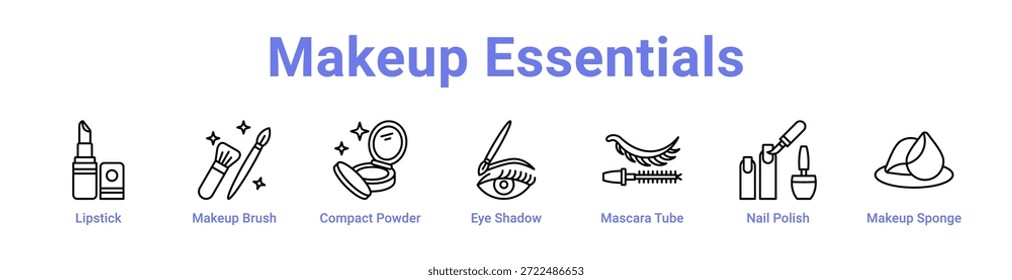 Anuncio y colección del icono del Essentials del maquillaje