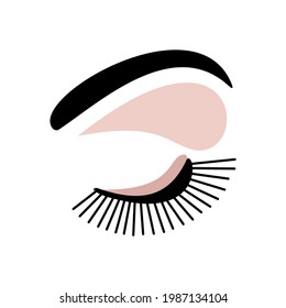 pestañas y el logotipo del vector de ojos sobre un fondo blanco. maquillaje