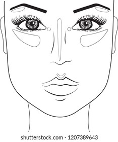 Makeup Face Contour for Highlighter placement