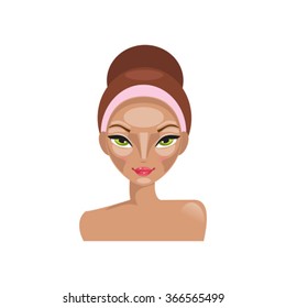 Make-up face contour using highlight and shading