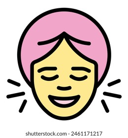 Makeup face massage icon outline vector. Spa care. Woman skin color flat