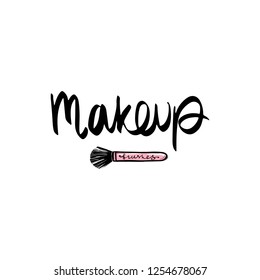 Makeup Fashion Logo Lettering Illustration Calligraphy Stock Vector ...