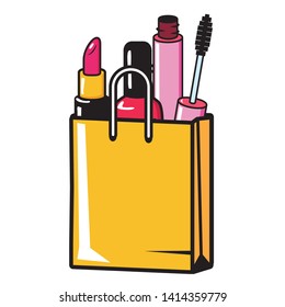 makeup female things pop art elements vector illustration