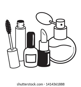 makeup female things pop art elements vector illustration