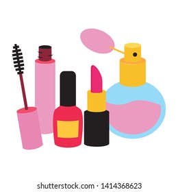 makeup female things pop art elements vector illustration