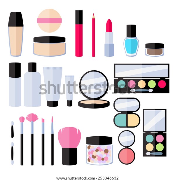 Makeup Flat Icons Set Vector Illustration Stock Vector Royalty Free 253346632 Shutterstock 9975