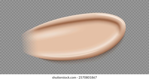 Makeup foundation swatch. Smear of liquid concealer. Beige textured cream. Face cosmetic product. Beauty industry. Realistic vector Illustration.