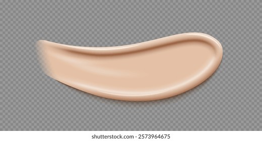 Makeup foundation swatch. Smear of liquid concealer. Beige textured cream. Face cosmetic product. Beauty industry. Realistic vector Illustration.