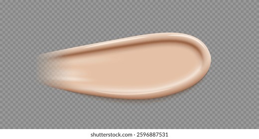 Makeup foundation swatch. Smear of liquid concealer. Beige textured cream. Face cosmetic product. Beauty industry. Realistic vector Illustration.