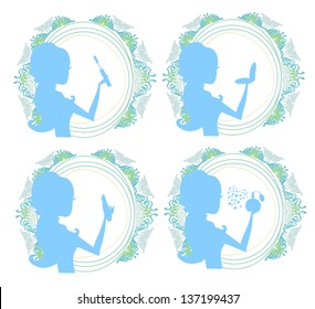 Make-up girl icon set