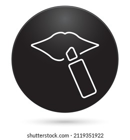 makeup icon, black circle button, vector illustration.