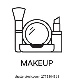makeup icon with brush compact and lipstick