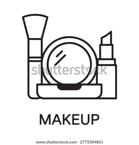 makeup icon with brush compact and lipstick