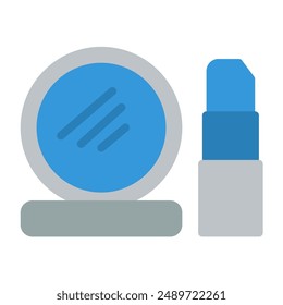make-up icon color or logo illustration flat color blue style	
