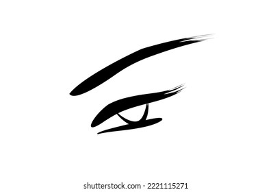 makeup icon. eye lashes logo. brush stroke sketch. beauty saloon. permanent eyebrow tattoo