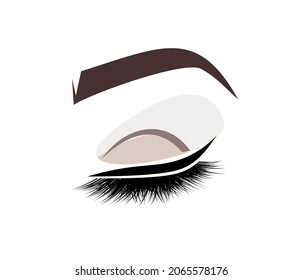 makeup icon. eyebrow eyelashes - beauty salon logo. eye cosmetics, eyebrow tattoo. eyelash extension. fashionable look. woman beauty