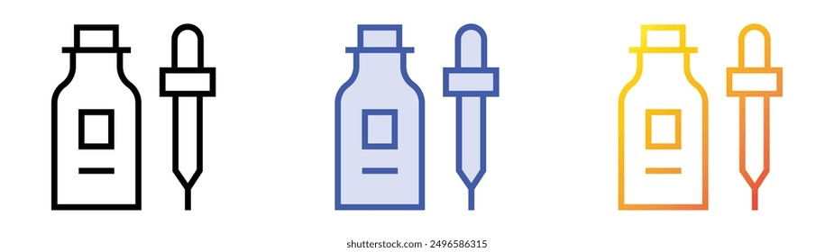 icono de maquillaje. Lineal, relleno azul y diseño de estilo degradado aislado sobre fondo blanco