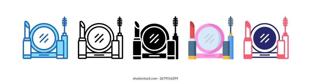 Makeup Icon Multiple Style Set Collection.