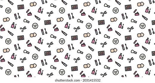 Makeup icon pattern background for website or wrapping paper (Color icon version)
