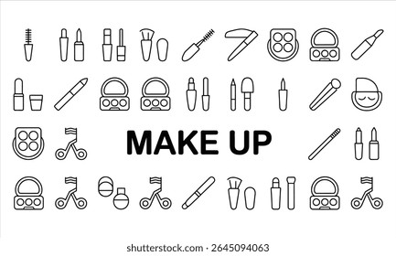 Makeup icon set line art graphic design