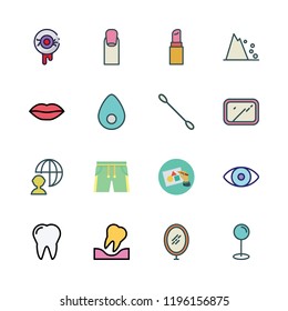 makeup icon set. vector set about pin, profile, mirror and art design icons set.