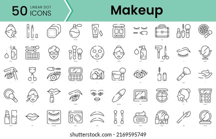 makeup Icons bundle. Linear dot style Icons. Vector illustration