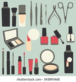 Makeup icons. Cosmetics vector set