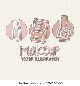 makeup icons over beige background. vector illustration