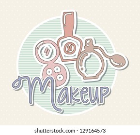 makeup icons over beige background. vector illustration